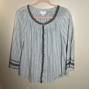 J Jill‎ Embroidered Peasant Top | Small